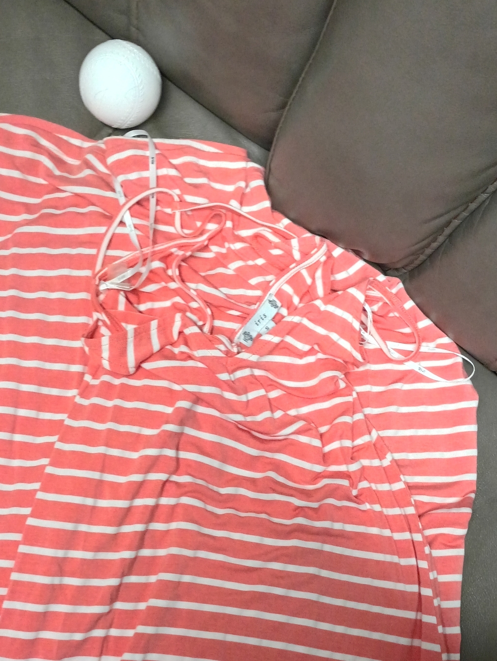 iris Coral and White Striped Tank Top